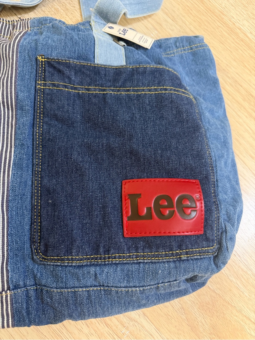 Lee Patchwork Denim Tote in Light and Dark Blue - Picture 7 of 7